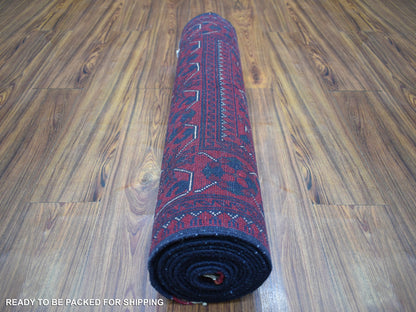 Tribal & Geometric hand-knotted wool runner in Red, 2'7" x 13' — SKU O071372 (view 4)