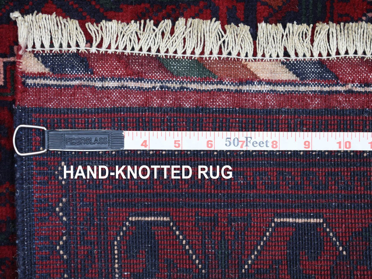 Tribal & Geometric hand-knotted wool runner in Red, 2'7" x 13' — SKU O071372 (view 6)