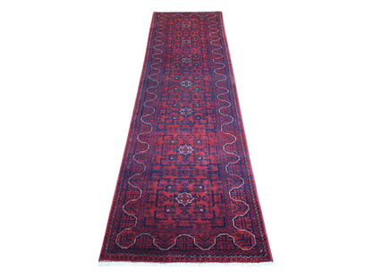 Red 2'7" x 9'7" Tribal Hand knotted Wool Rug - Sku: O071373