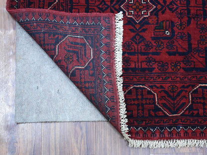 Red 2'7" x 9'7" Tribal Hand knotted Wool Rug - Sku: O071373