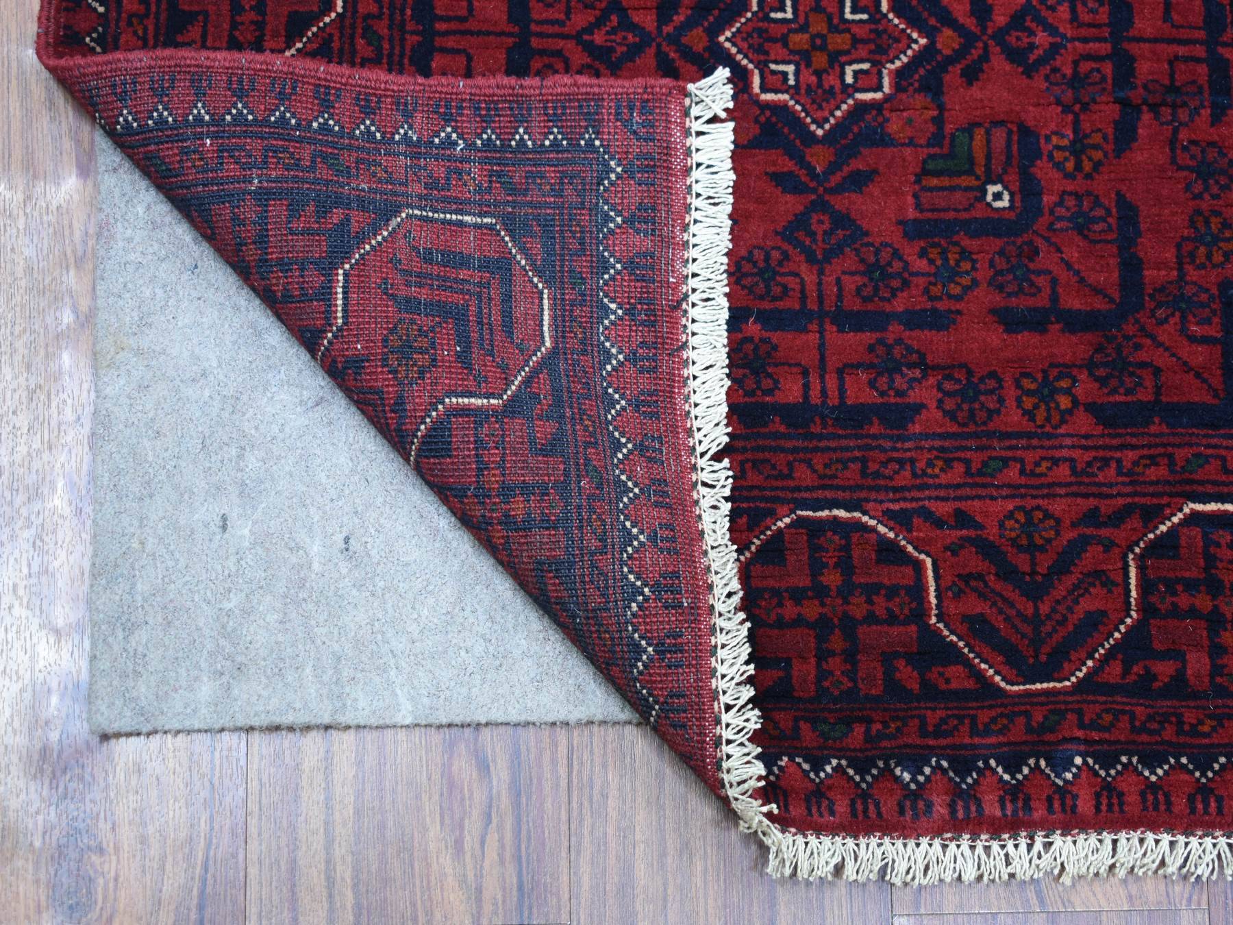 Tribal & Geometric hand-knotted wool runner in Red, 2'7" x 9'7" — SKU O071373 (view 2)
