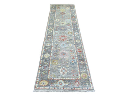 Oushak hand-knotted wool runner in Gray, 2'6" x 9'5" — SKU O071418