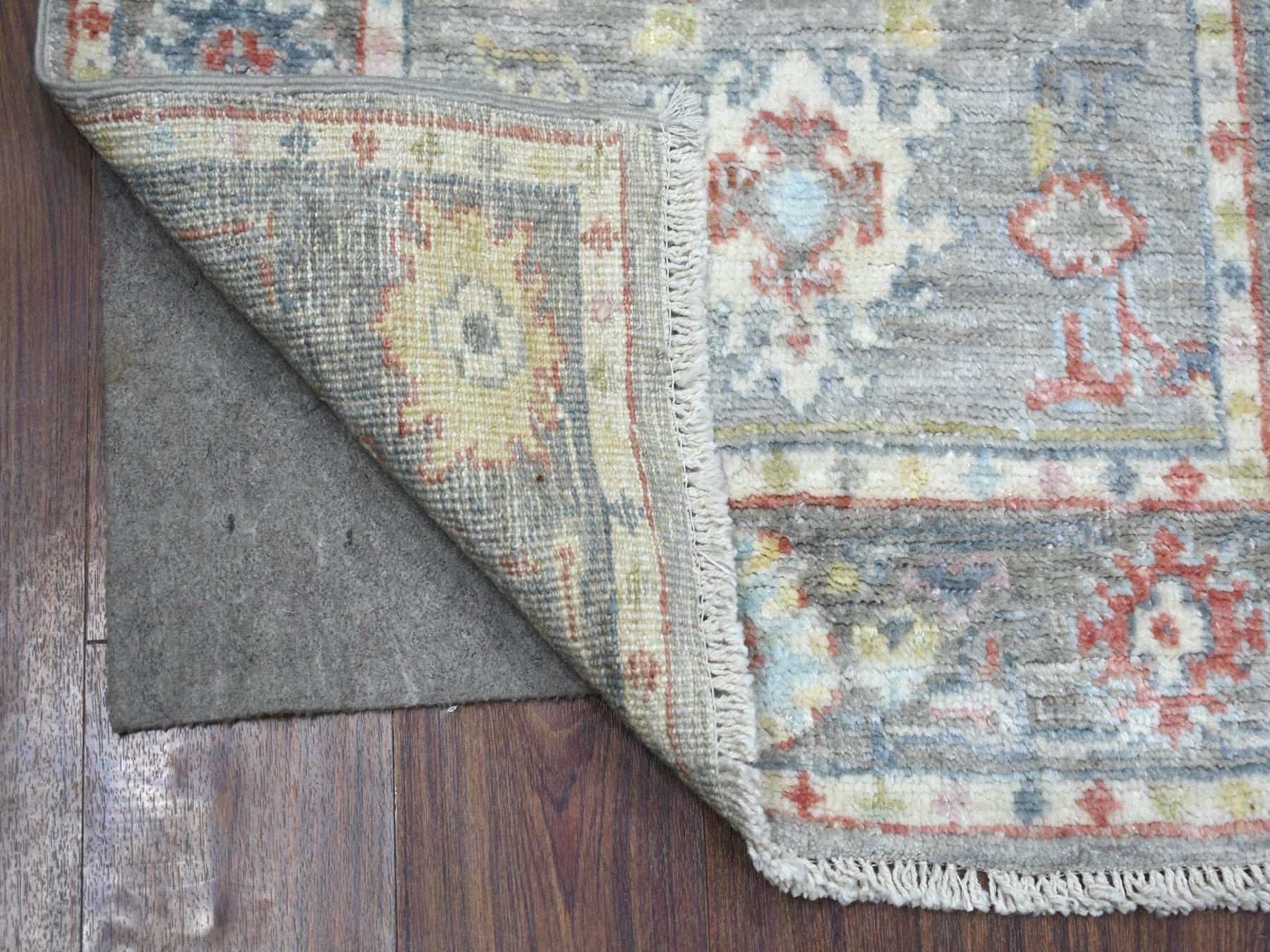Oushak hand-knotted wool runner in Gray, 2'6" x 9'5" — SKU O071418 (view 2)