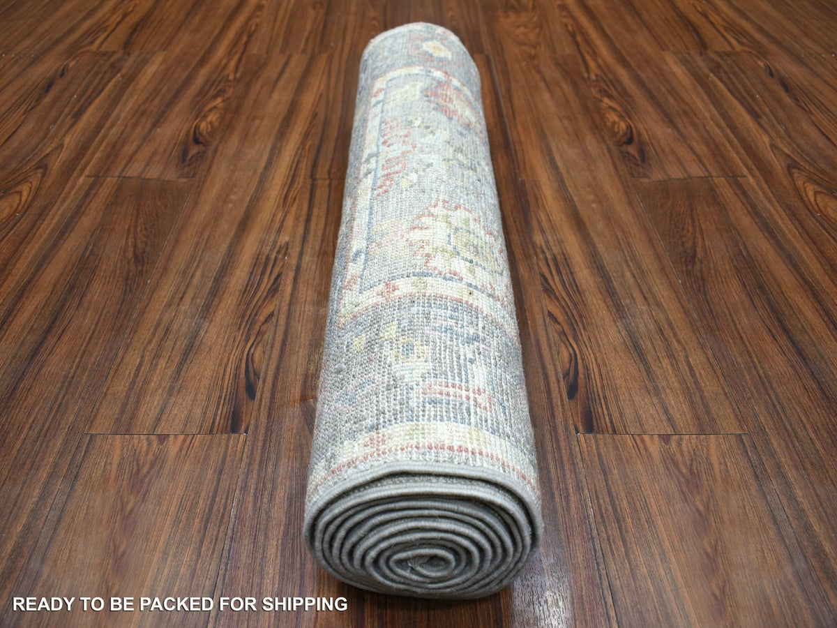 Oushak hand-knotted wool runner in Gray, 2'6" x 9'5" — SKU O071418 (view 4)