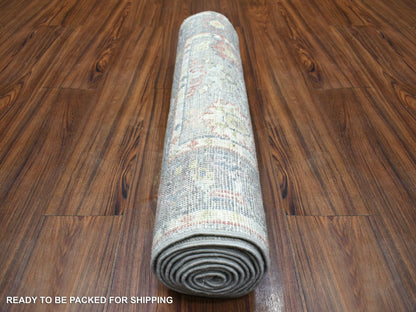 Oushak hand-knotted wool runner in Gray, 2'6" x 9'5" — SKU O071418 (view 4)