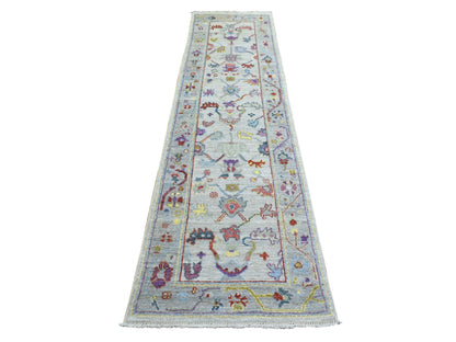 Oushak hand-knotted wool runner in Gray, 2'5" x 9'8" — SKU O071424