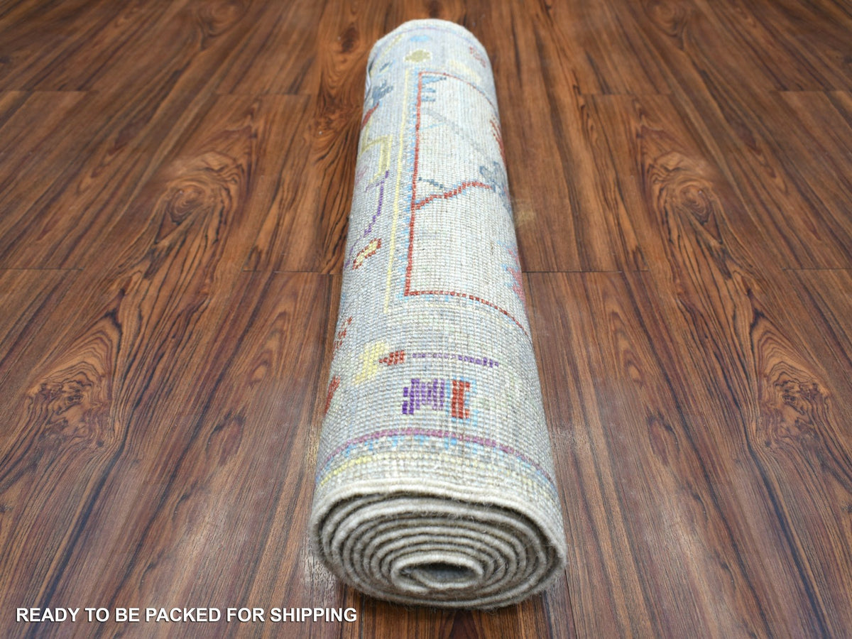 Oushak hand-knotted wool runner in Gray, 2'5" x 9'8" — SKU O071424 (view 4)