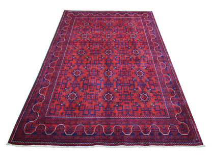 Red 5'5" x 7'8" Tribal Hand knotted Wool Rug - Sku: O071450