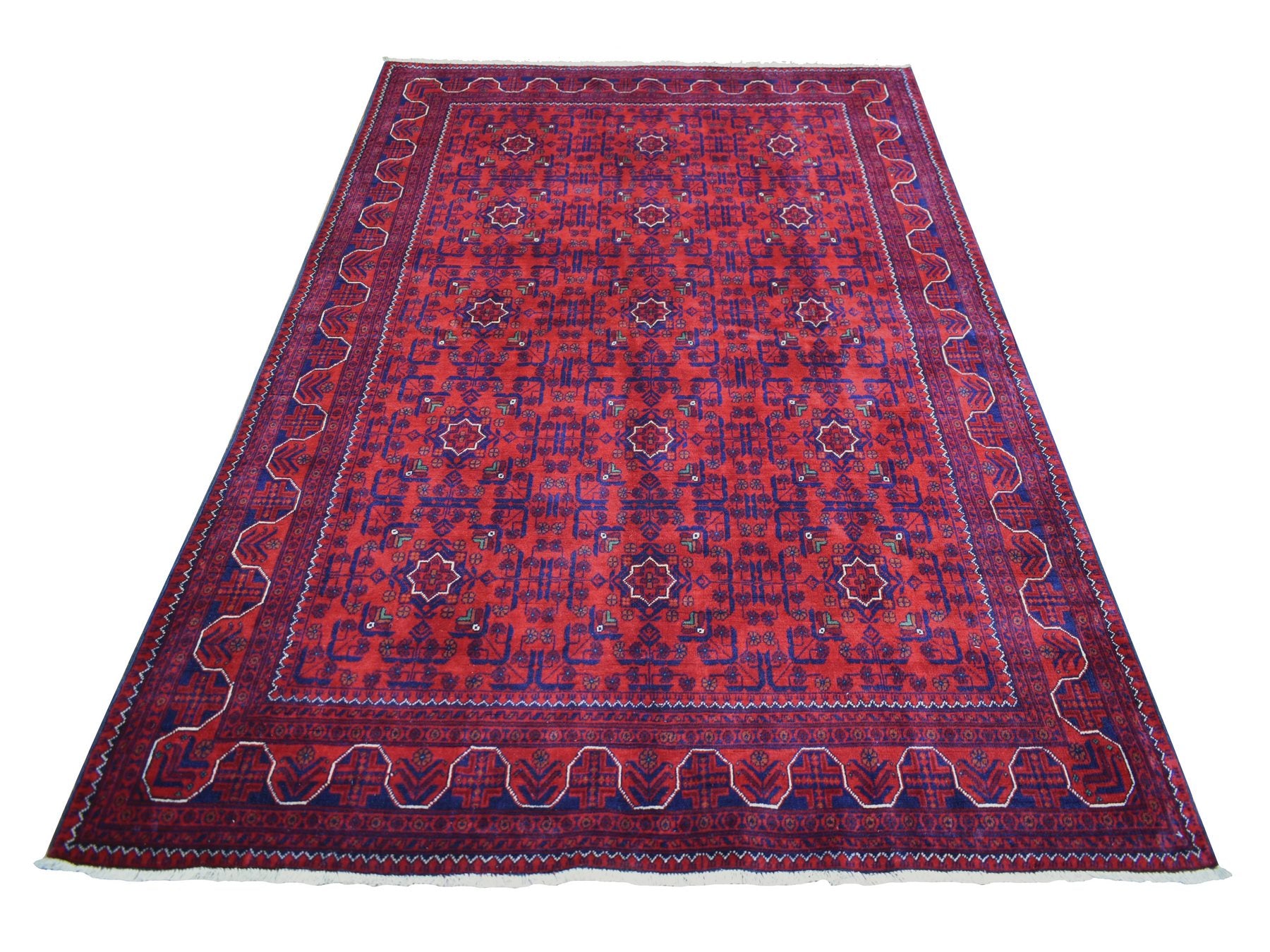 Tribal & Geometric hand-knotted wool rug in Red, 5'5" x 7'8" — SKU O071450