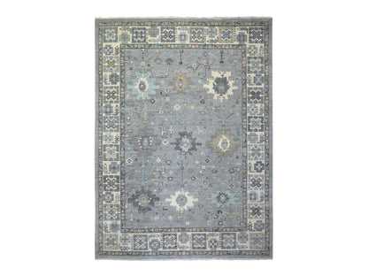 Heriz Oushak hand-knotted wool rug in Gray & Ivory, 9' x 12' — SKU O071451