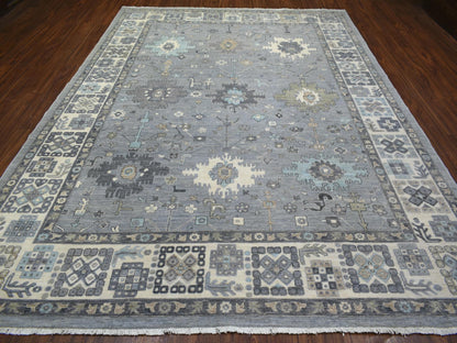 Heriz Oushak hand-knotted wool rug in Gray & Ivory, 9' x 12' — SKU O071451 (view 2)