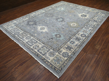 Heriz Oushak hand-knotted wool rug in Gray & Ivory, 9' x 12' — SKU O071451 (view 3)