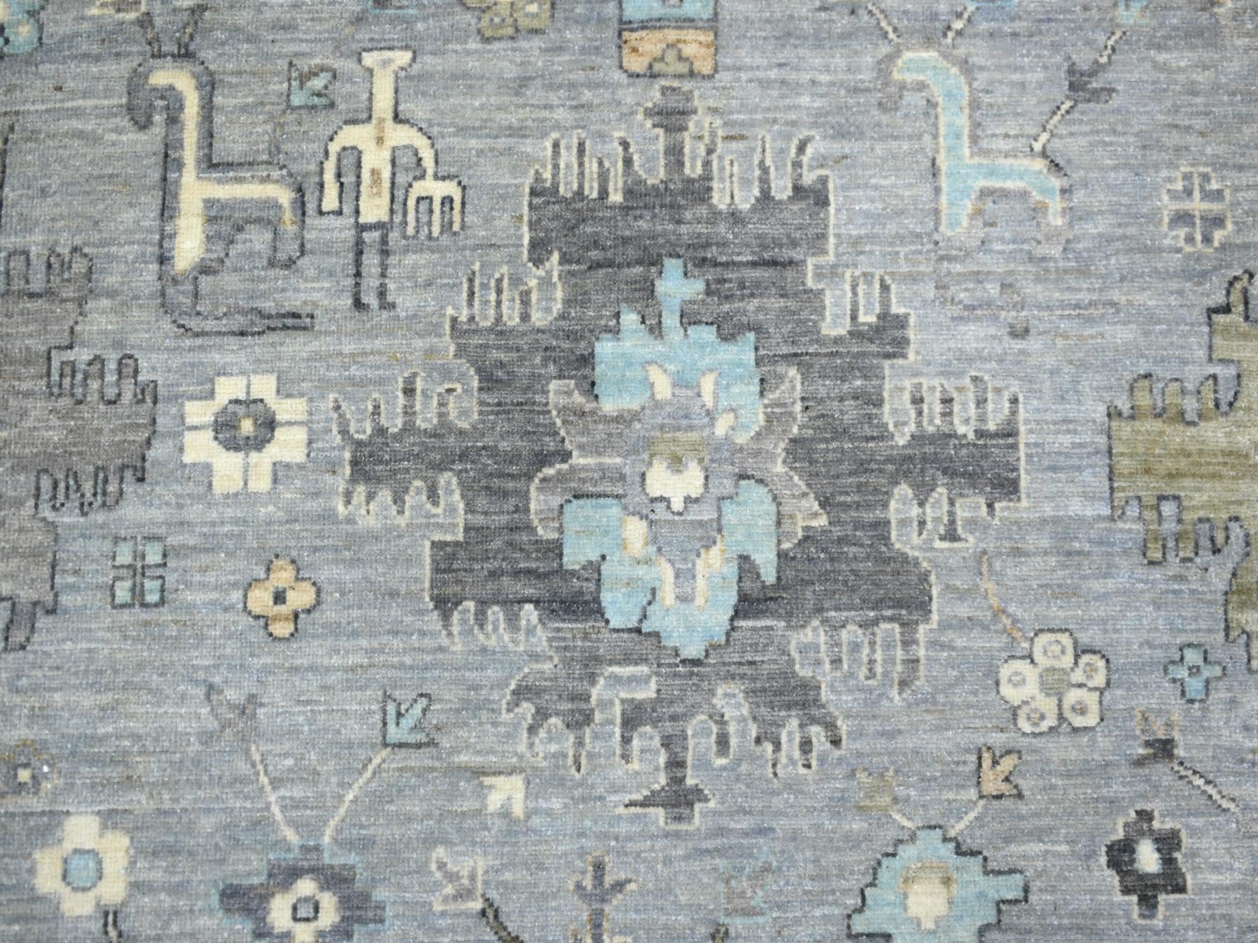 Heriz Oushak hand-knotted wool rug in Gray & Ivory, 9' x 12' — SKU O071451 (view 8)