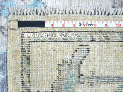 Grey 4'1" x 5'10" Oushak And Peshawar Hand knotted Wool Rug - Sku: O071464