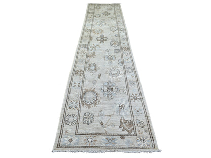 Oushak hand-knotted wool runner in Gray, 2'10" x 13'9" — SKU O071499