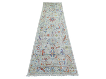 Beige 2'8" x 11'4" Oushak And Peshawar Hand knotted Wool Rug - Sku: O071503
