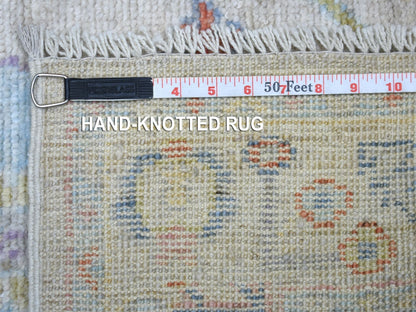 Beige 2'8" x 11'4" Oushak And Peshawar Hand knotted Wool Rug - Sku: O071503