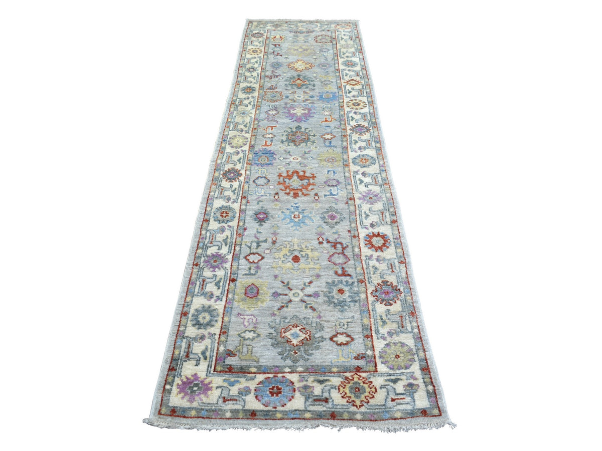 Oushak Oushak hand-knotted wool runner in Gray, 2'8" x 9'10" — SKU O071504