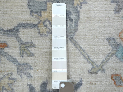 Oushak Oushak hand-knotted wool runner in Ivory & Light Blue, 2'7" x 9'8" — SKU O071507 (view 3)