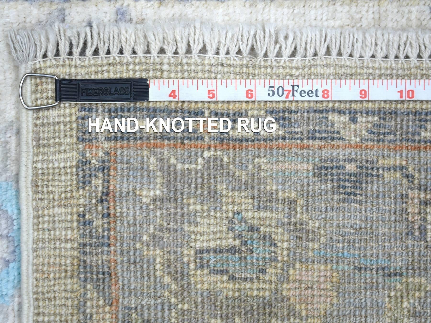 Oushak Oushak hand-knotted wool runner in Ivory & Light Blue, 2'7" x 9'8" — SKU O071507 (view 6)