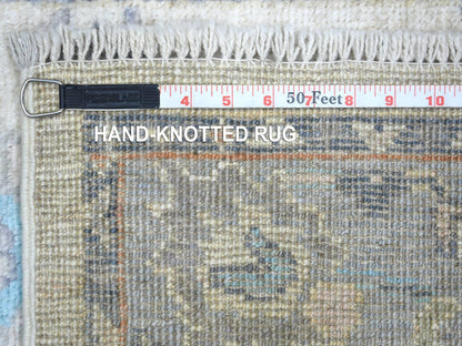 Oushak Oushak hand-knotted wool runner in Ivory & Light Blue, 2'7" x 9'8" — SKU O071507 (view 6)