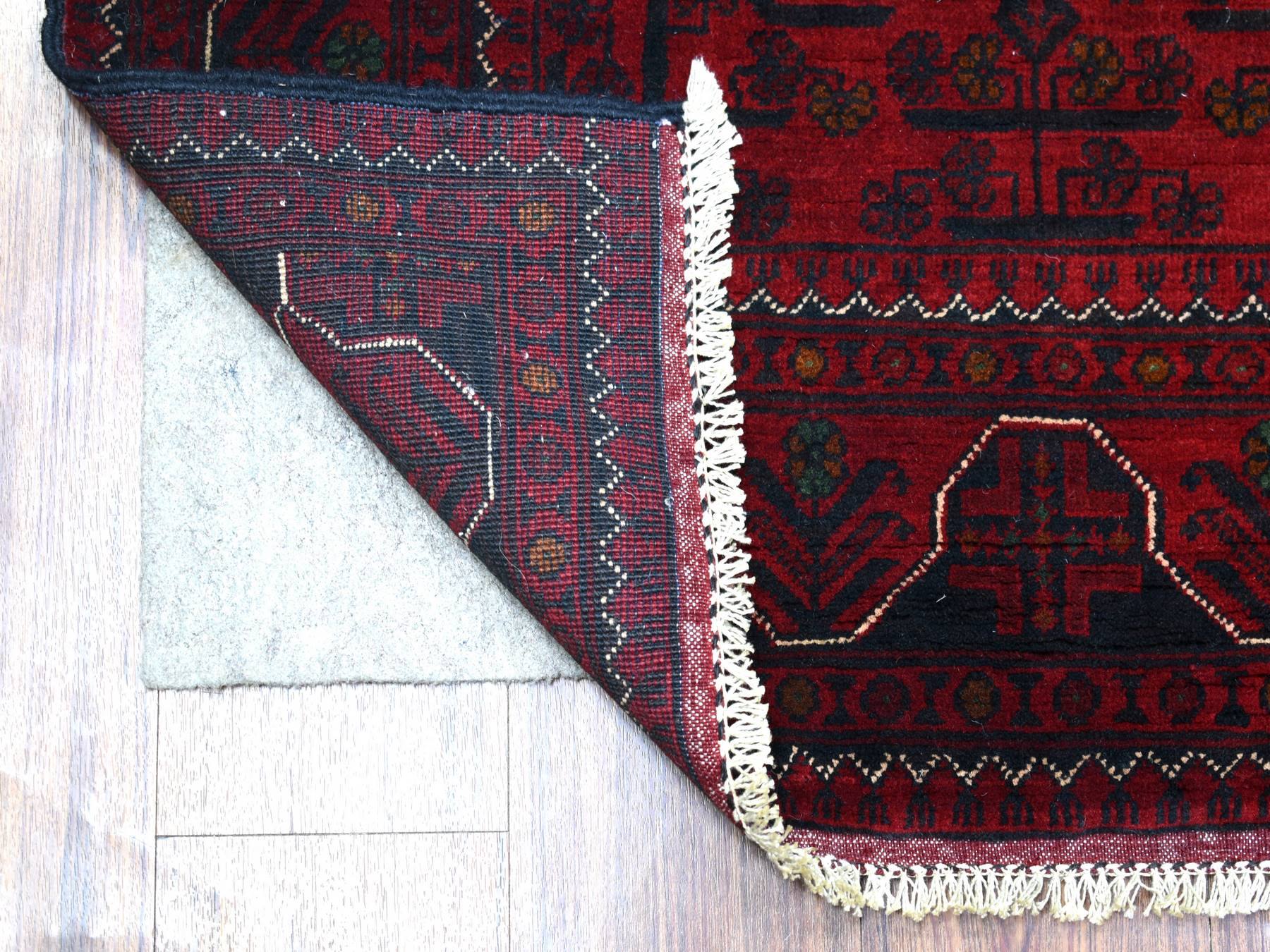 Tribal & Geometric hand-knotted wool runner in Red, 3' x 9'6" — SKU O071541 (view 2)