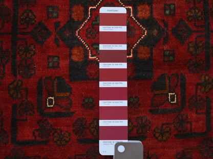 Tribal & Geometric hand-knotted wool runner in Red, 3' x 9'6" — SKU O071541 (view 3)