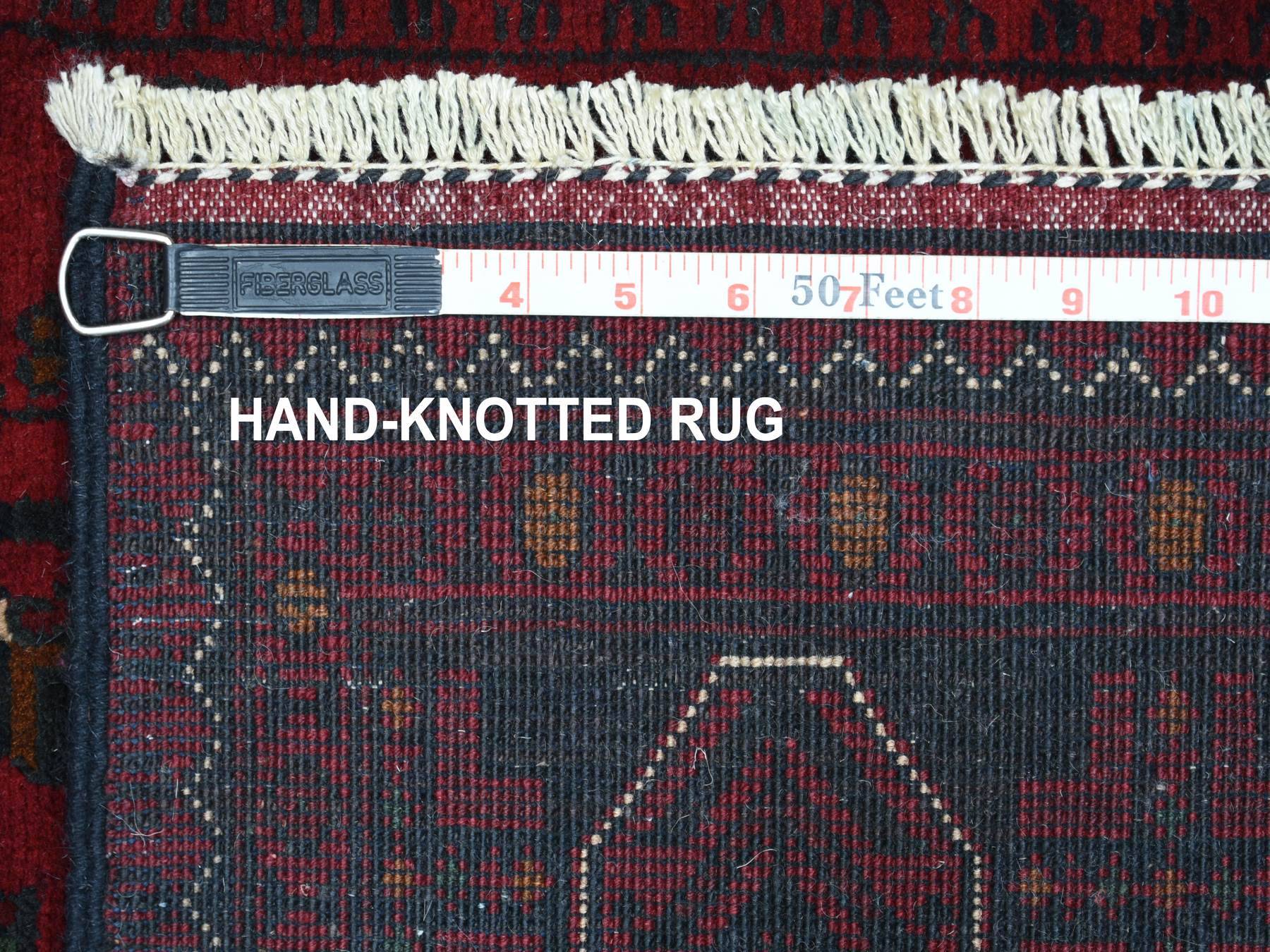 Tribal & Geometric hand-knotted wool runner in Red, 3' x 9'6" — SKU O071541 (view 6)