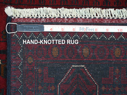 Tribal & Geometric hand-knotted wool runner in Red, 3' x 9'6" — SKU O071541 (view 6)