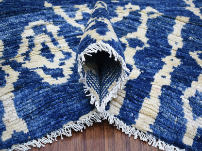 Blue 8'10" x 11'5" Tribal & Geometric Hand knotted Wool Rug - Sku: O071546