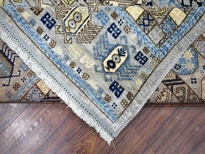 Grey 8'3" x 10'0" Tribal & Geometric Hand knotted Wool Rug - Sku: O071549