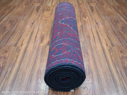Red 2'9" x 12'5" Tribal Hand knotted Wool Rug - Sku: O071568