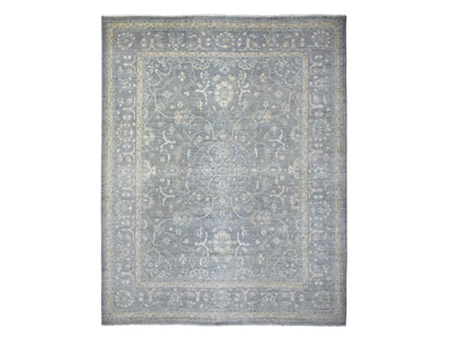 Peshawar Oushak hand-knotted wool rug in Gray, 12' x 14'6" — SKU O071597