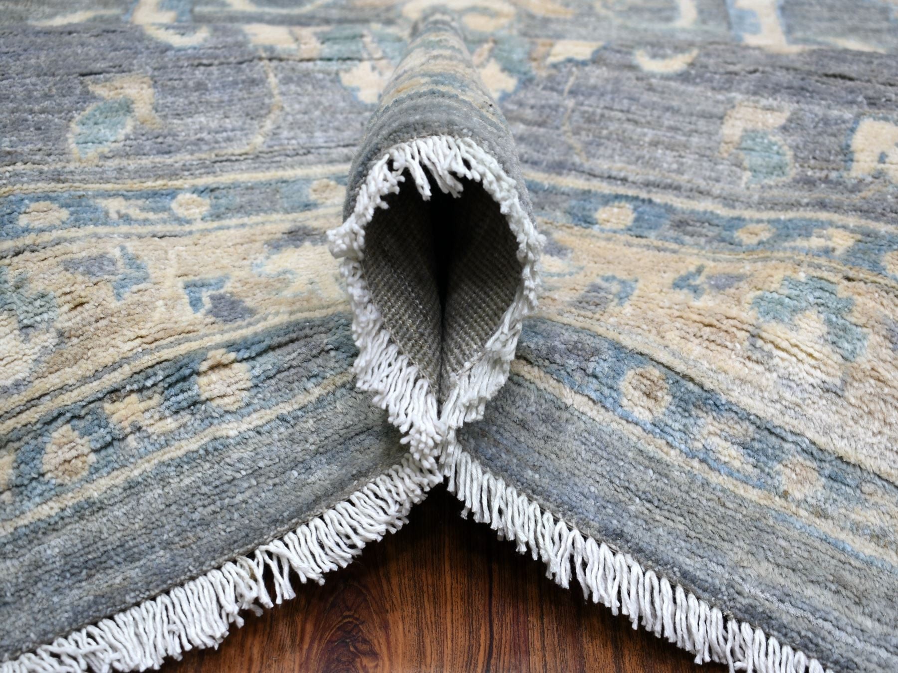 Peshawar Oushak hand-knotted wool rug in Gray, 12' x 14'6" — SKU O071597 (view 5)