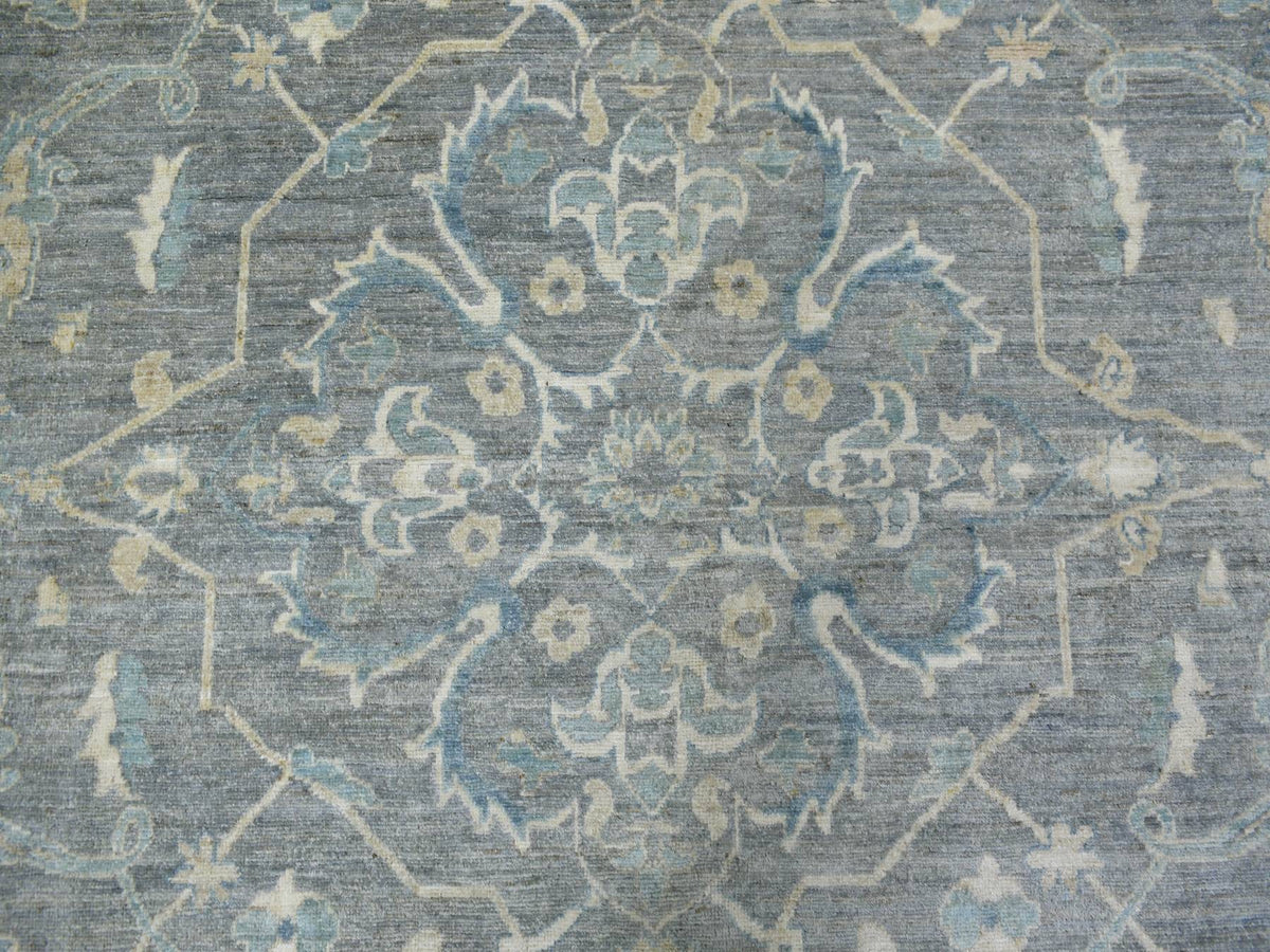 Peshawar Oushak hand-knotted wool rug in Gray, 12' x 14'6" — SKU O071597 (view 8)