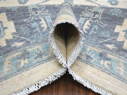 Heriz Oushak hand-knotted wool rug in Ivory & Gray, 9'1" x 11'9" — SKU O071619 (view 5)