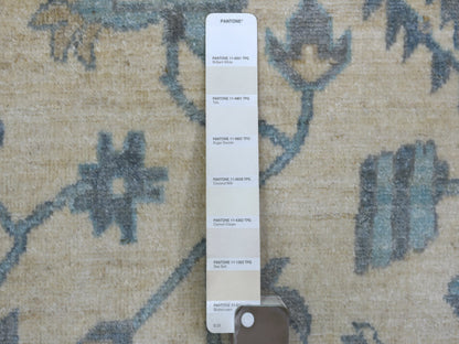 Heriz Oushak hand-knotted wool rug in Ivory & Gray, 9'1" x 11'9" — SKU O071619 (view 7)