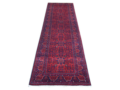 Tribal & Geometric hand-knotted wool runner in Red, 2'10" x 9'9" — SKU O071698