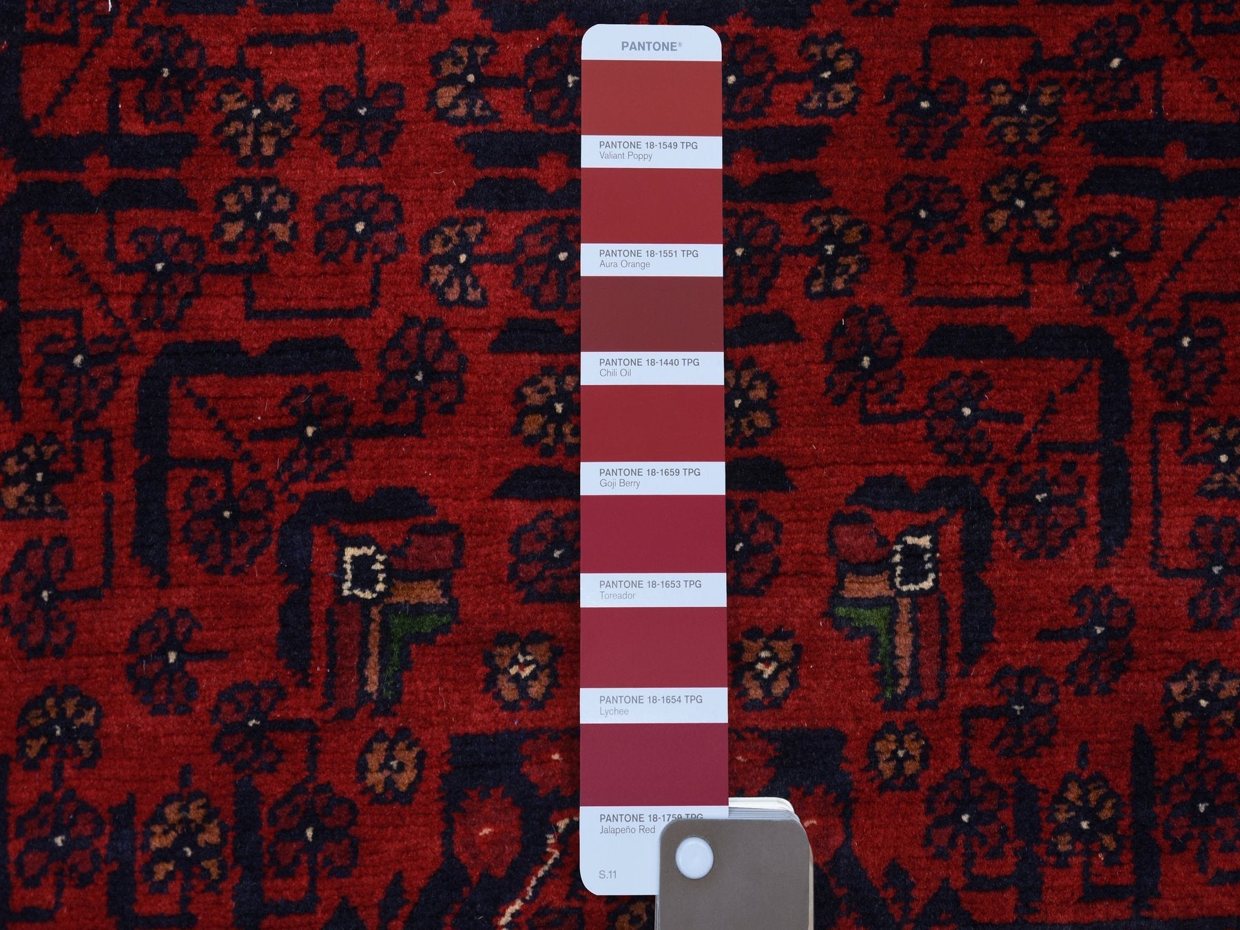 Tribal & Geometric hand-knotted wool runner in Red, 2'10" x 9'9" — SKU O071698 (view 3)