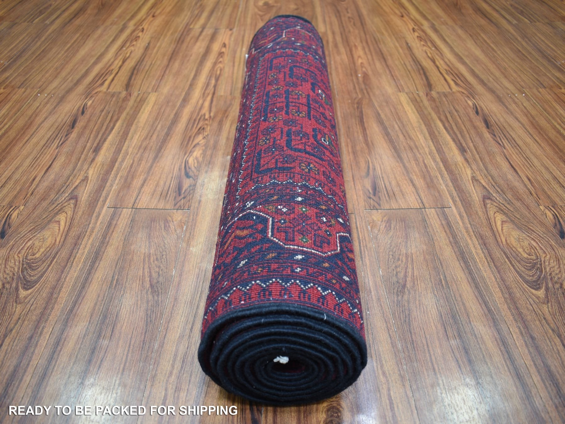Tribal & Geometric hand-knotted wool runner in Red, 2'10" x 9'9" — SKU O071698 (view 4)