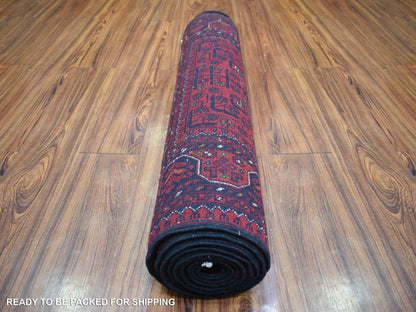 Tribal & Geometric hand-knotted wool runner in Red, 2'10" x 9'9" — SKU O071698 (view 4)
