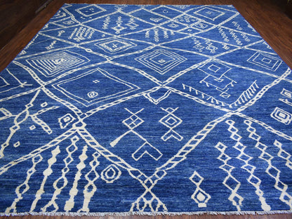 Blue 12'3" x 14'3" Tribal & Geometric Hand knotted Wool Rug - Sku: O071714