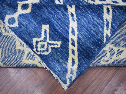 Blue 12'3" x 14'3" Tribal & Geometric Hand knotted Wool Rug - Sku: O071714