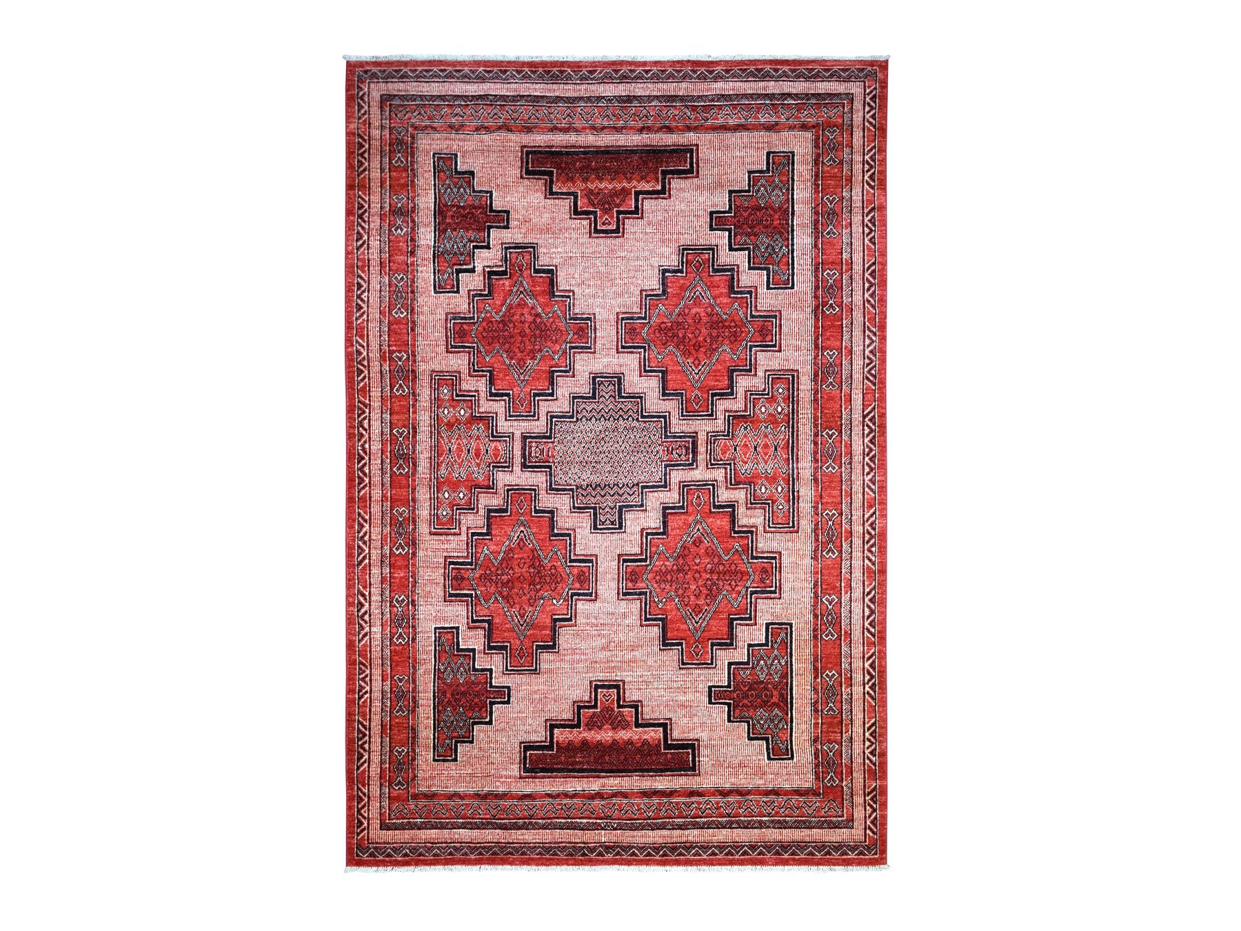 Peshawar Oushak hand-knotted wool rug in Red, 5'10" x 8'10" — SKU O071729