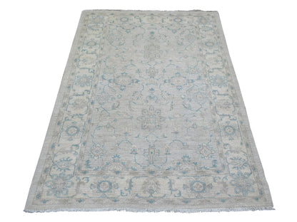Peshawar Oushak hand-knotted wool rug in Ivory, 4' x 5'9" — SKU O071733