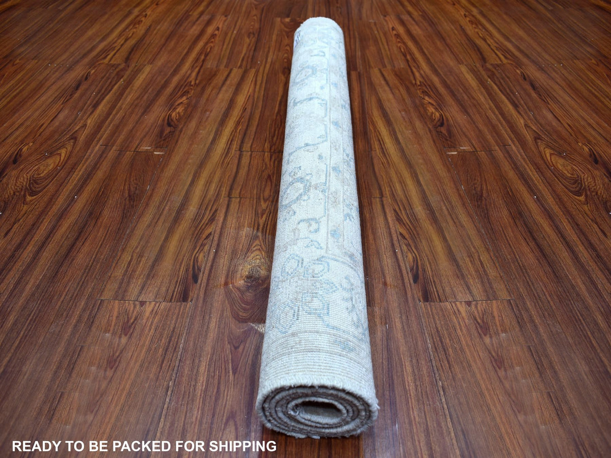 Peshawar Oushak hand-knotted wool rug in Ivory, 4' x 5'9" — SKU O071733 (view 4)