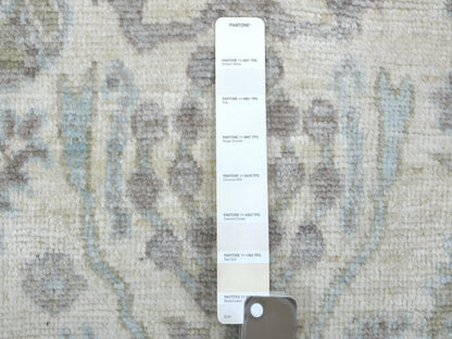 Ivory 4'0" x 5'9" Oushak And Peshawar Hand knotted Wool Rug - Sku: O071759