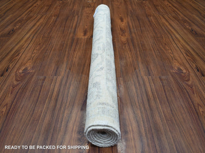 Ivory 4'0" x 5'9" Oushak And Peshawar Hand knotted Wool Rug - Sku: O071759
