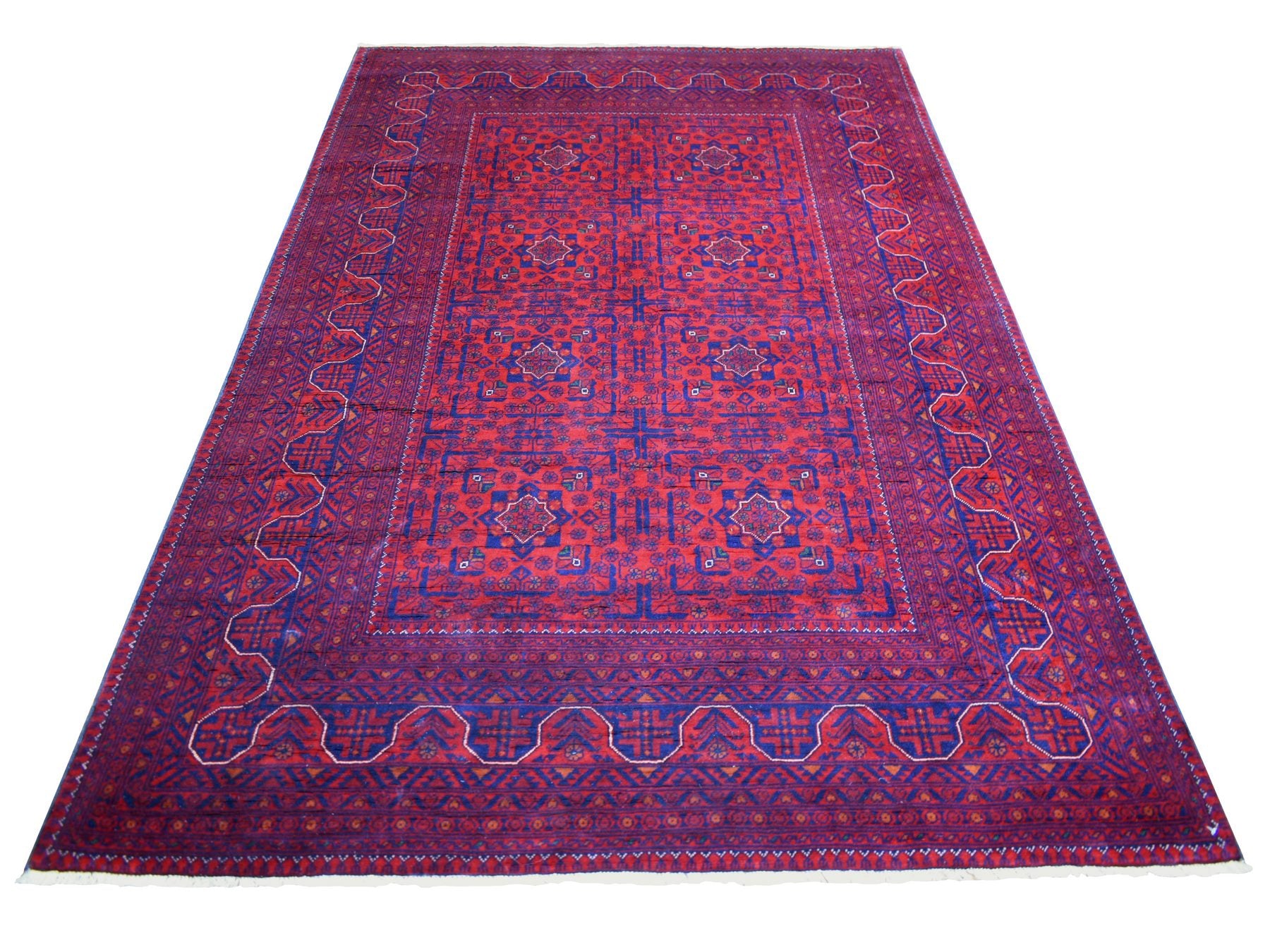 Tribal & Geometric hand-knotted wool rug in Red, 5'6" x 8' — SKU O071776