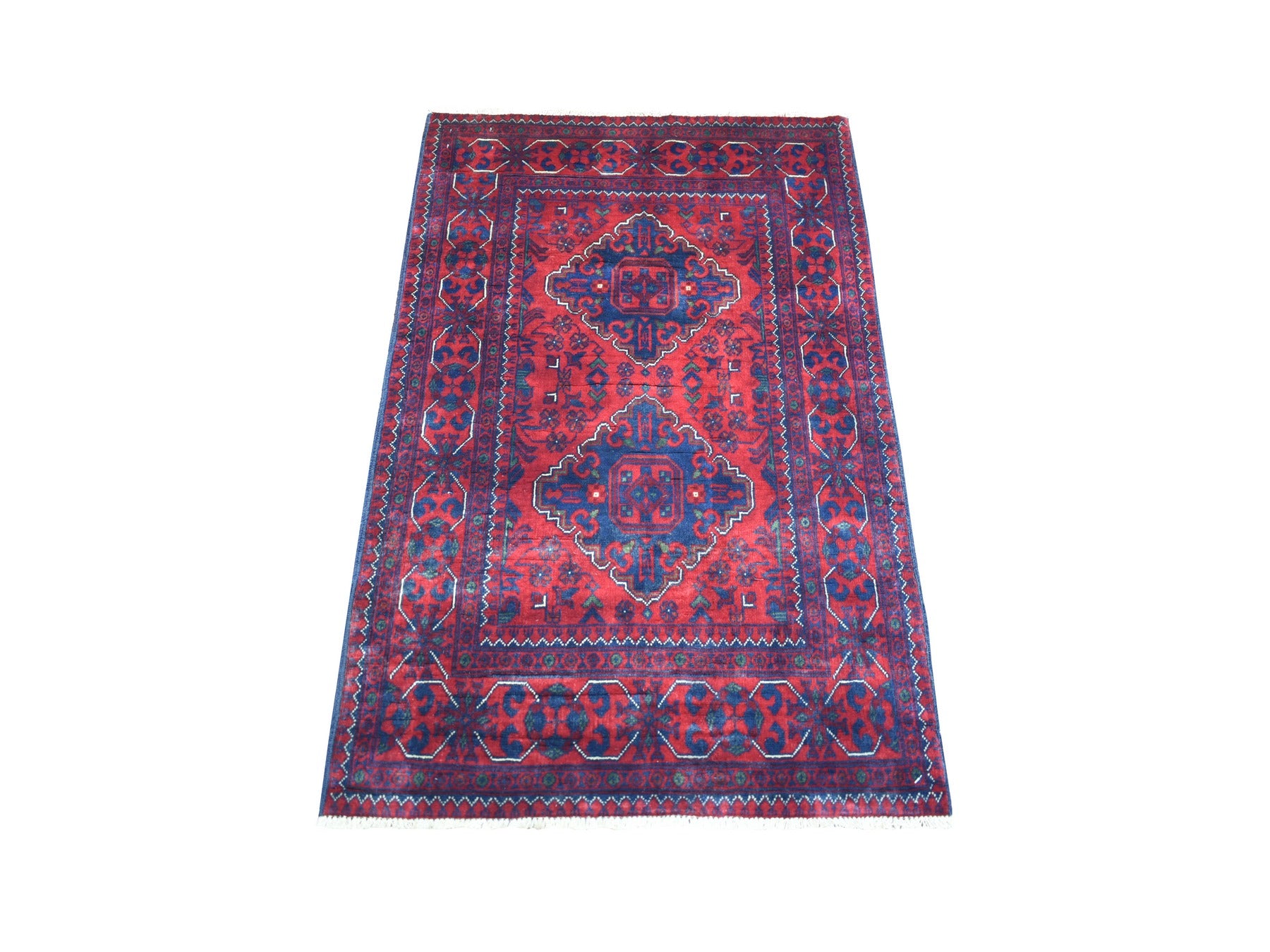 Tribal & Geometric hand-knotted wool rug in Red, 2'9" x 4'3" — SKU O071780